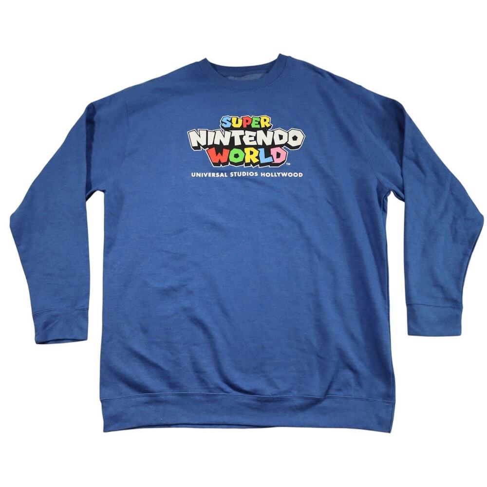 Super Nintendo World Universal Studios Hollywood Blue Sweatshirt Mens 3XL